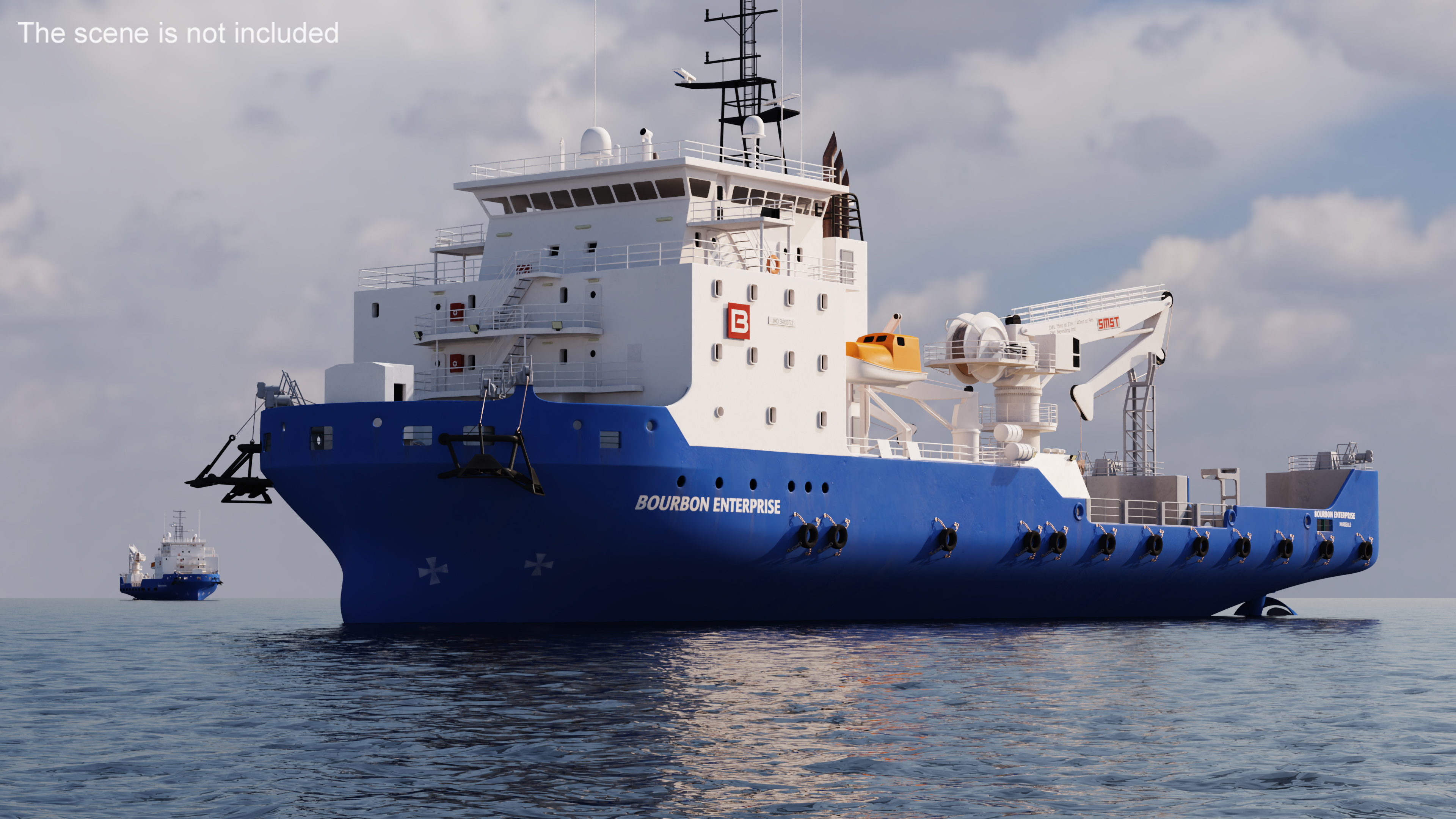 3D Construction Vessel Bourbon Enterprise Blue model