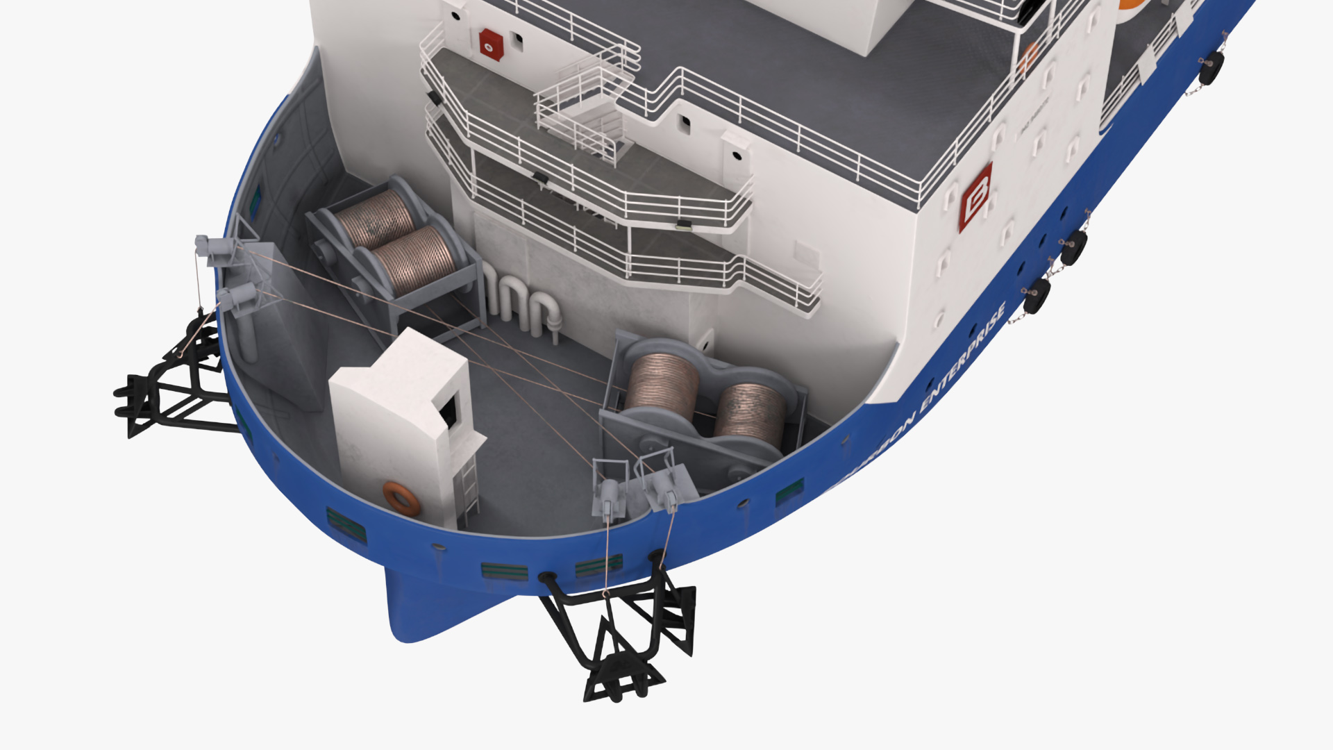 3D Construction Vessel Bourbon Enterprise Blue model