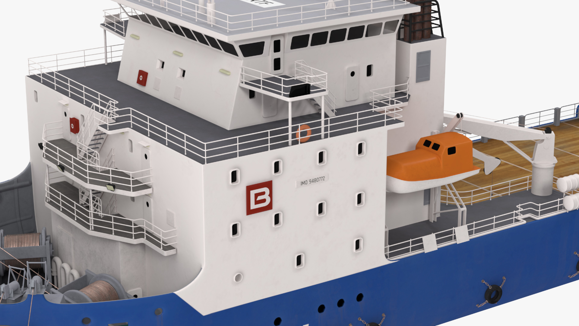3D Construction Vessel Bourbon Enterprise Blue model