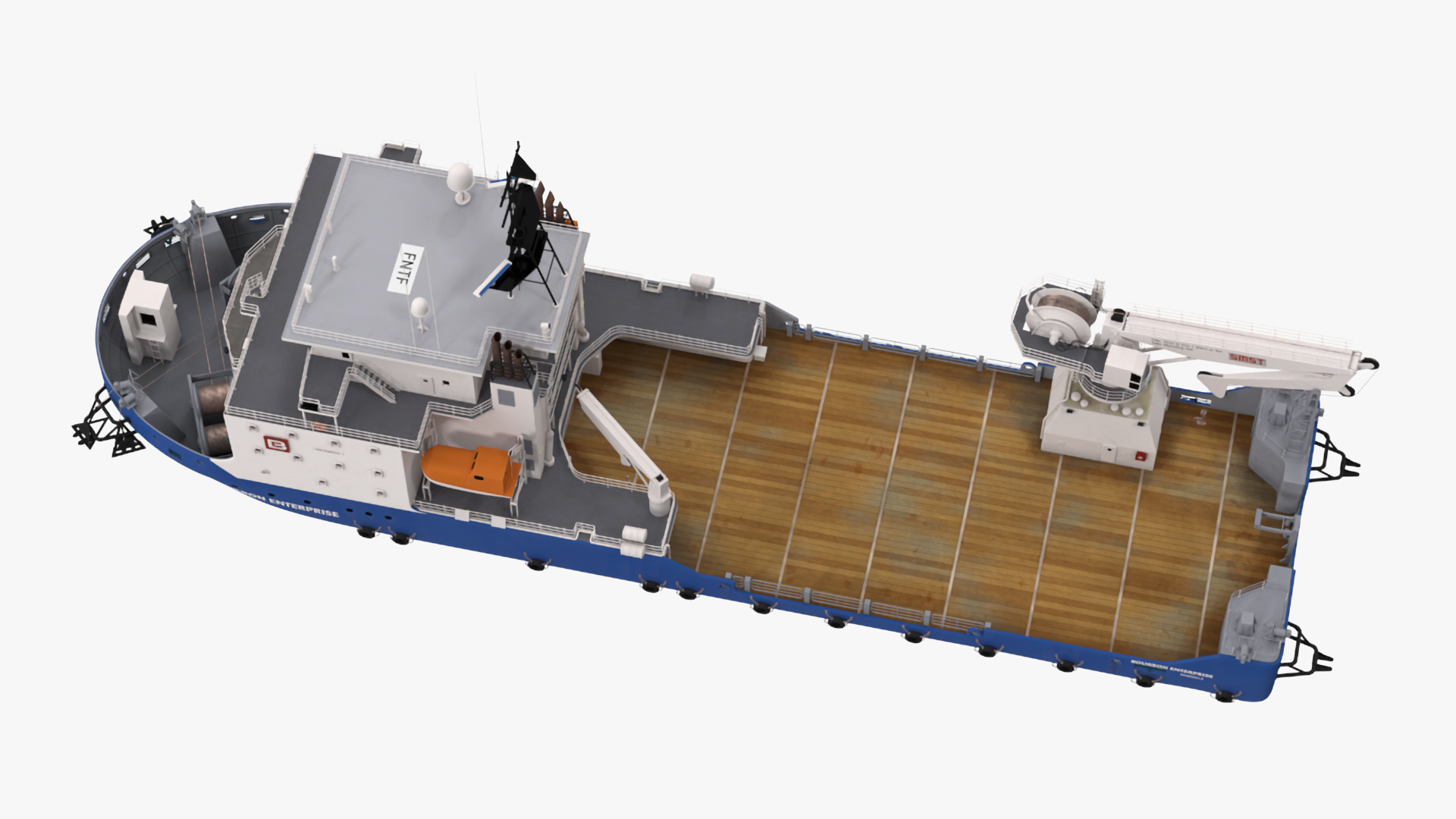 3D Construction Vessel Bourbon Enterprise Blue model