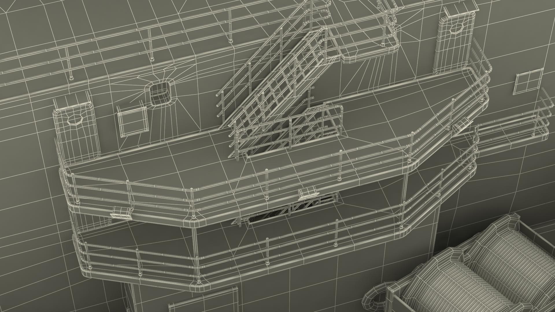 3D Construction Vessel Bourbon Enterprise Blue model