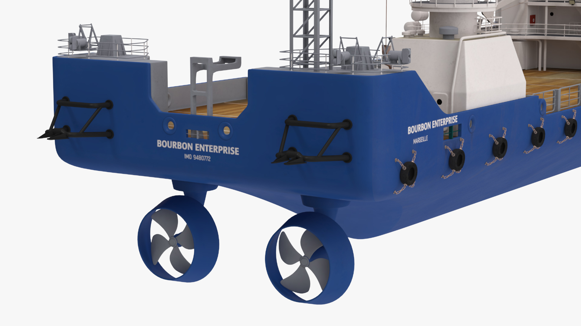 3D Construction Vessel Bourbon Enterprise Blue model
