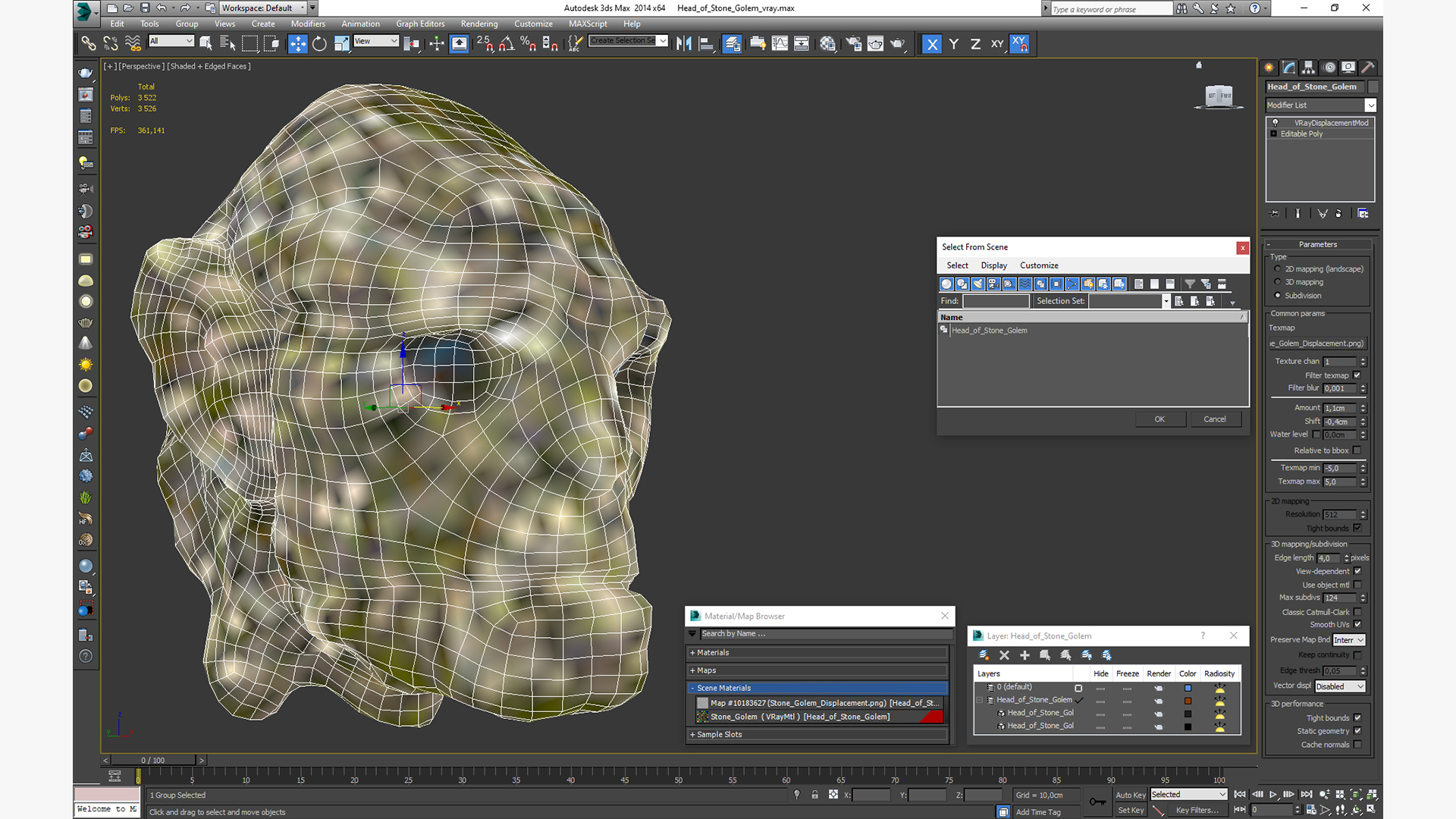 Head of Stone Golem 3D model