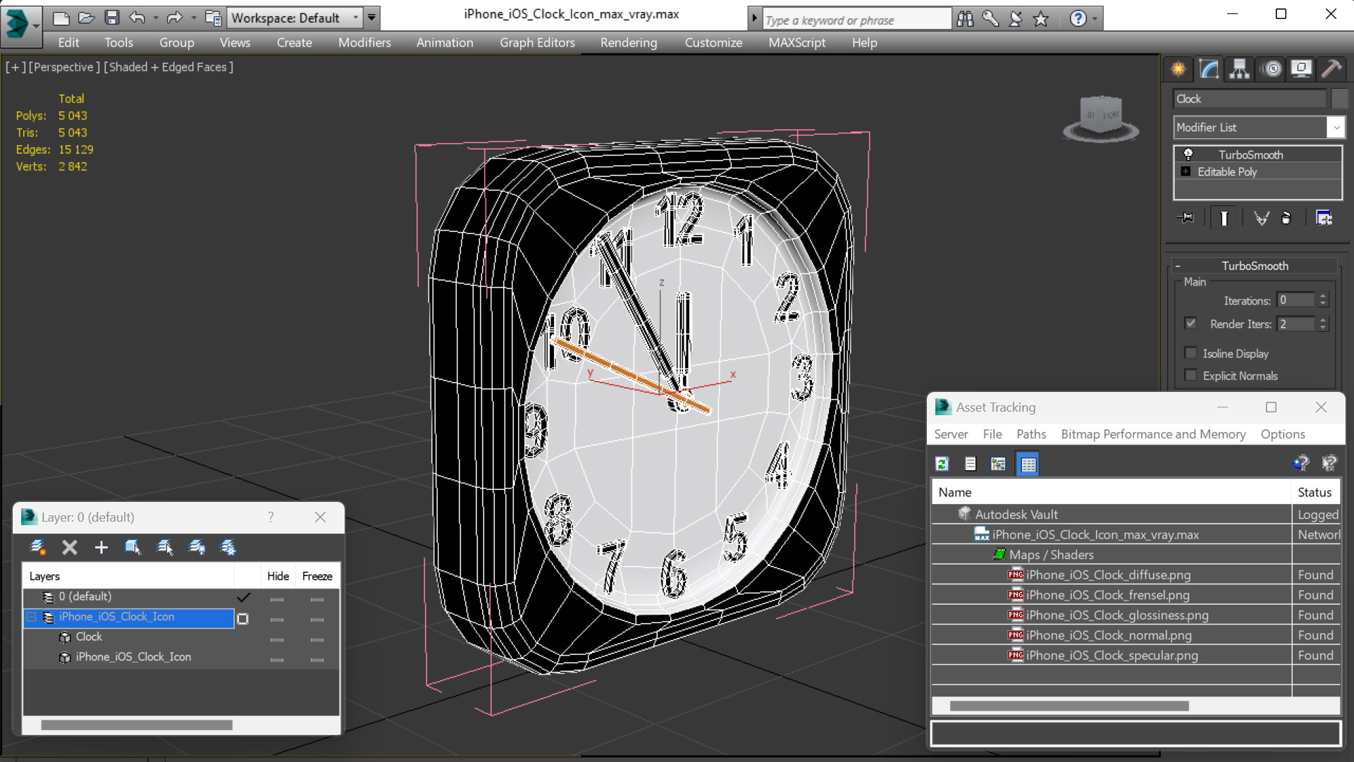 3D iPhone iOS Clock Icon