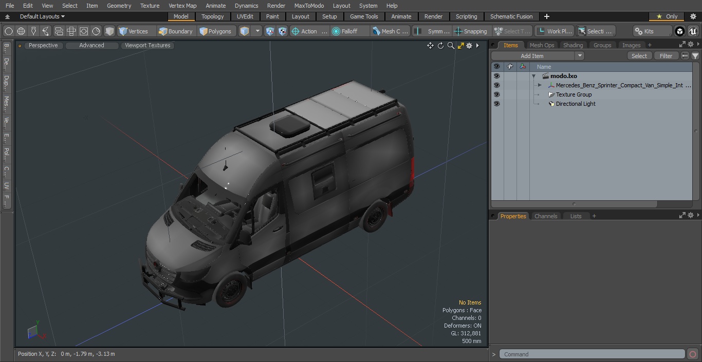 3D model Mercedes-Benz Sprinter Compact Van Simple Interior