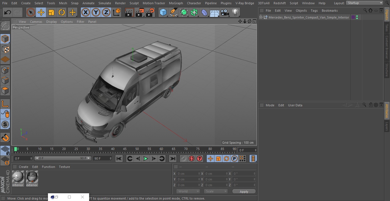 3D model Mercedes-Benz Sprinter Compact Van Simple Interior