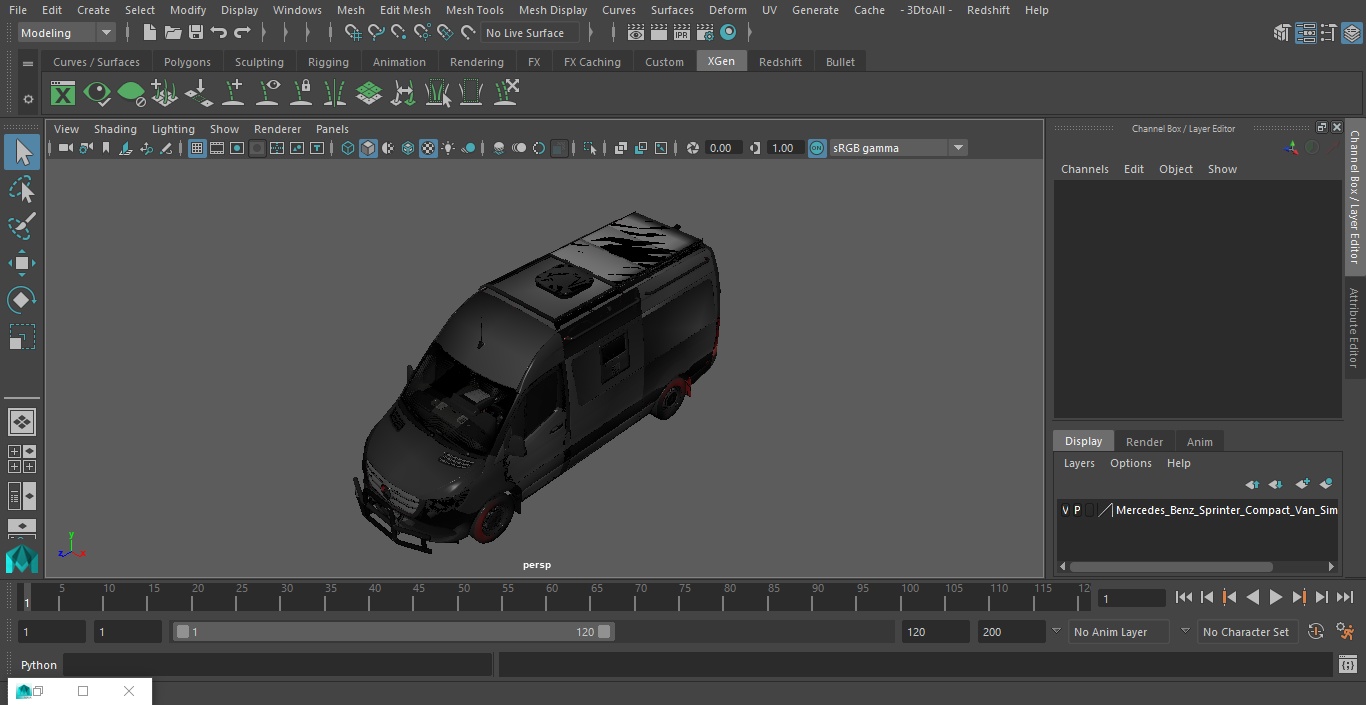 3D model Mercedes-Benz Sprinter Compact Van Simple Interior