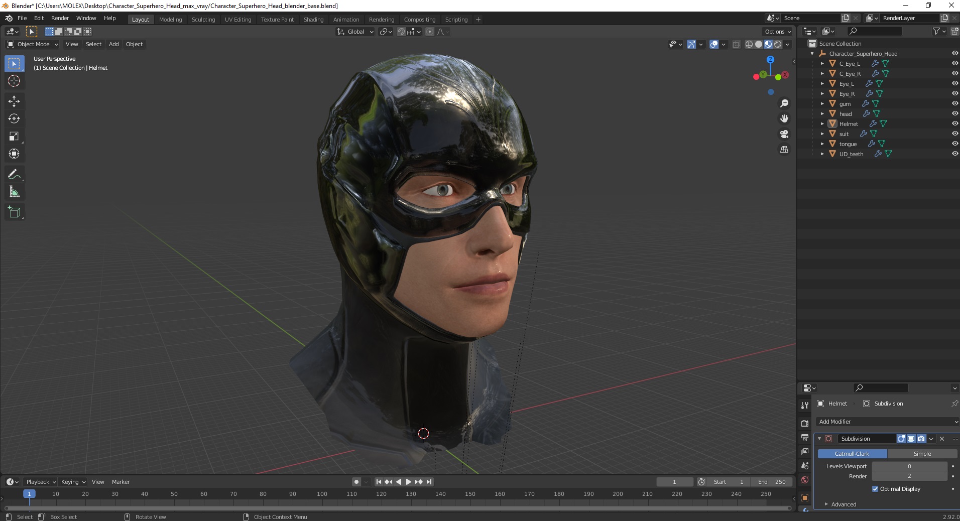 Character Superhero Head 3D model