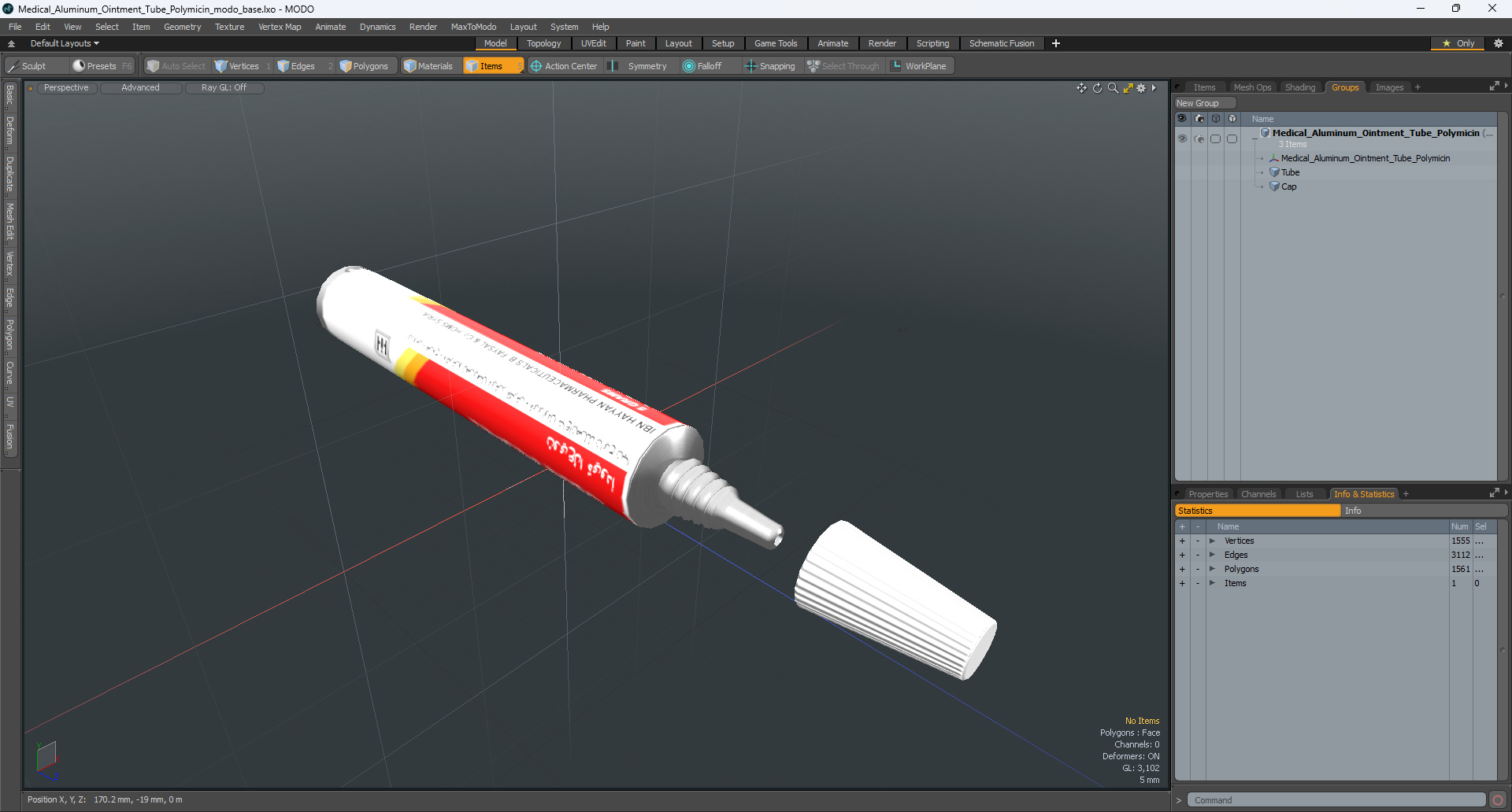 3D model Medical Aluminum Ointment Tube Polymicin