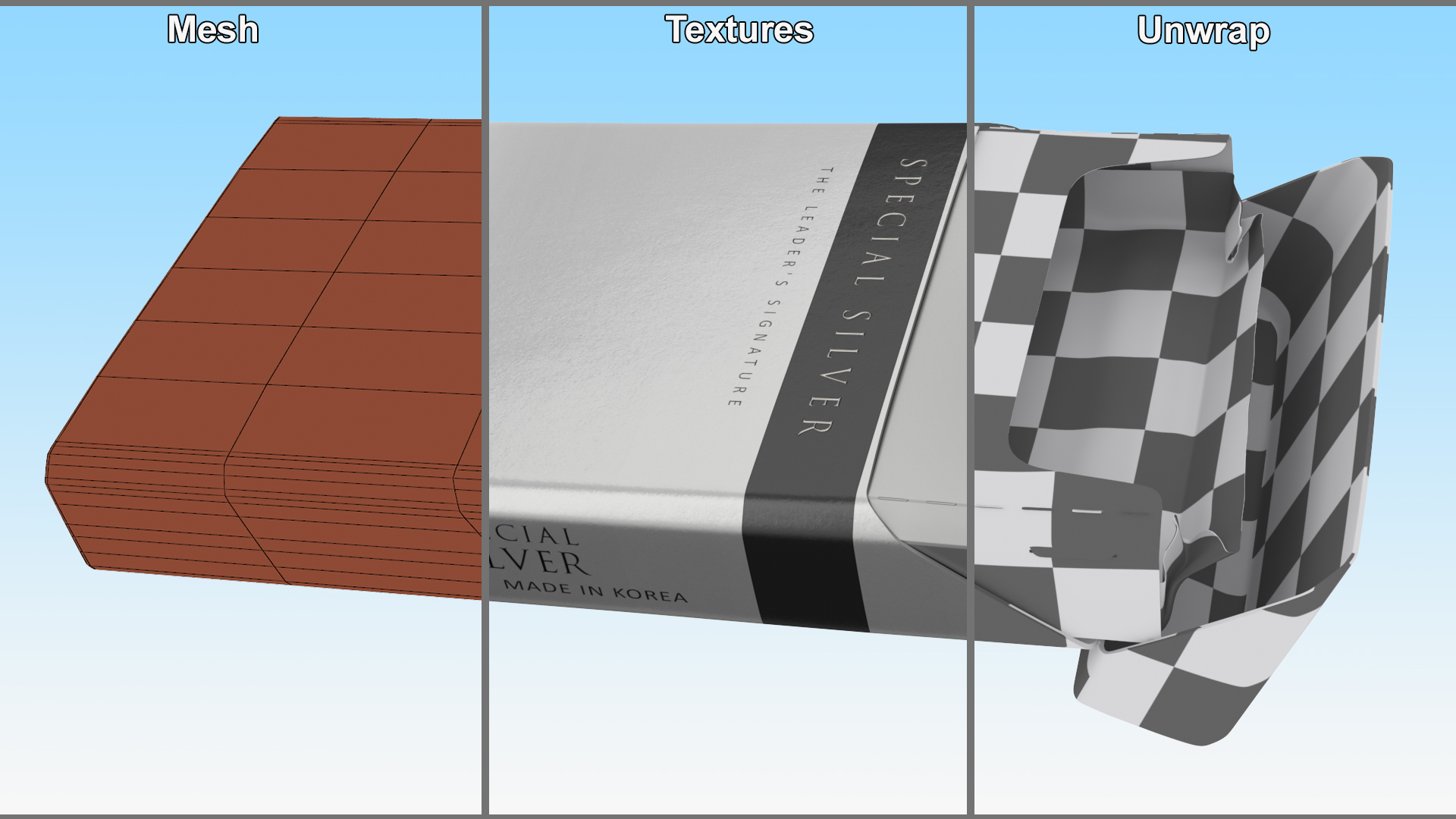 Pack of Cigarettes Super Slim Silver Empty 3D