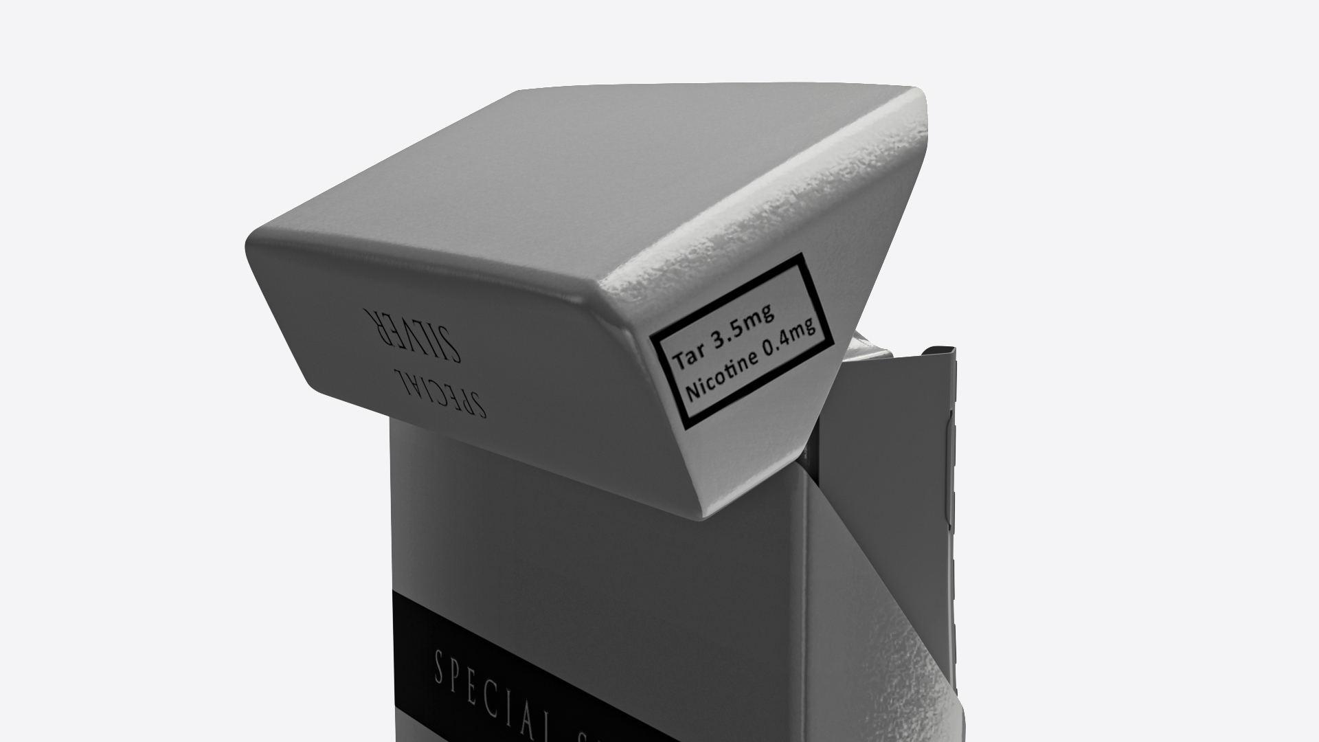 Pack of Cigarettes Super Slim Silver Empty 3D