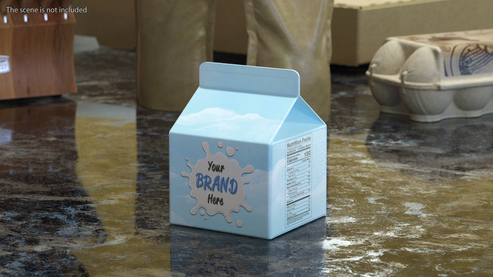 3D Gable Top Carton Package Mockup Blue