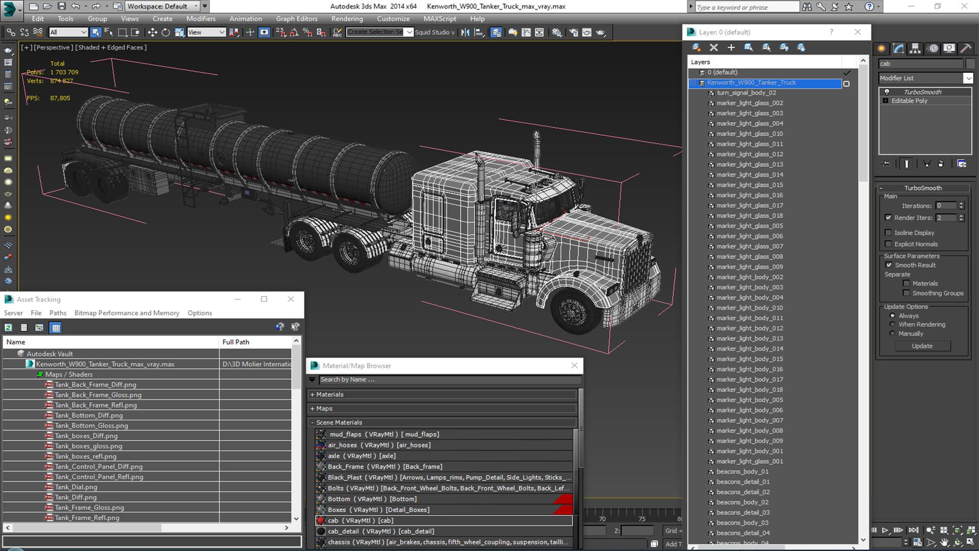 3D Kenworth W900 Tanker Truck