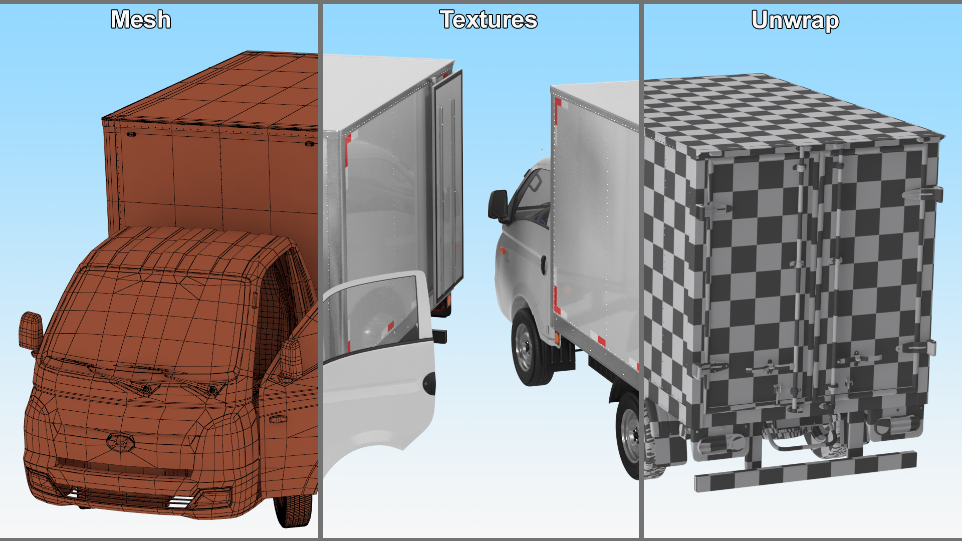 3D model Mini Truck Hyundai HR 2023 Refrigerator Rigged for Maya