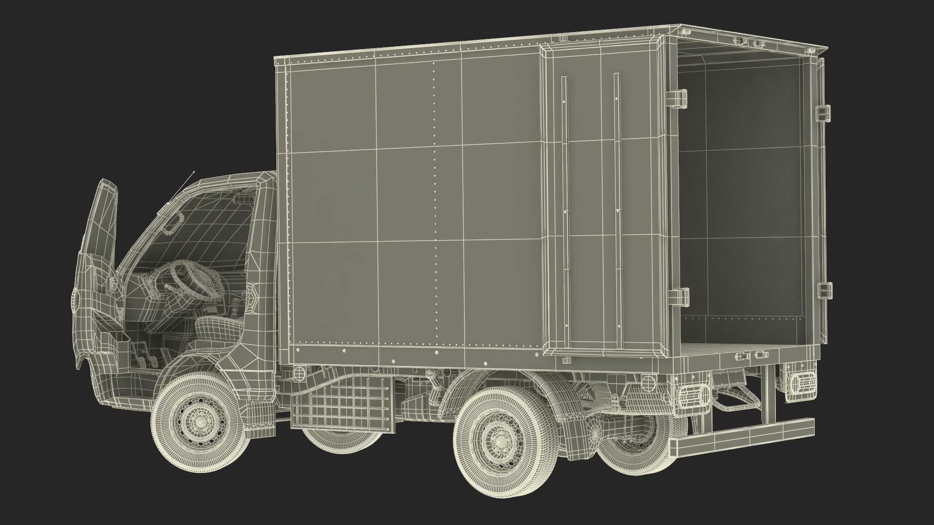 3D model Mini Truck Hyundai HR 2023 Refrigerator Rigged for Maya