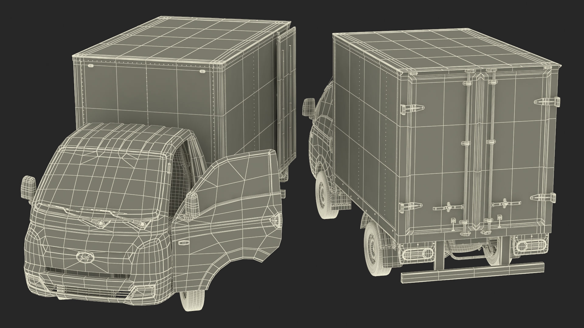 3D model Mini Truck Hyundai HR 2023 Refrigerator Rigged for Maya
