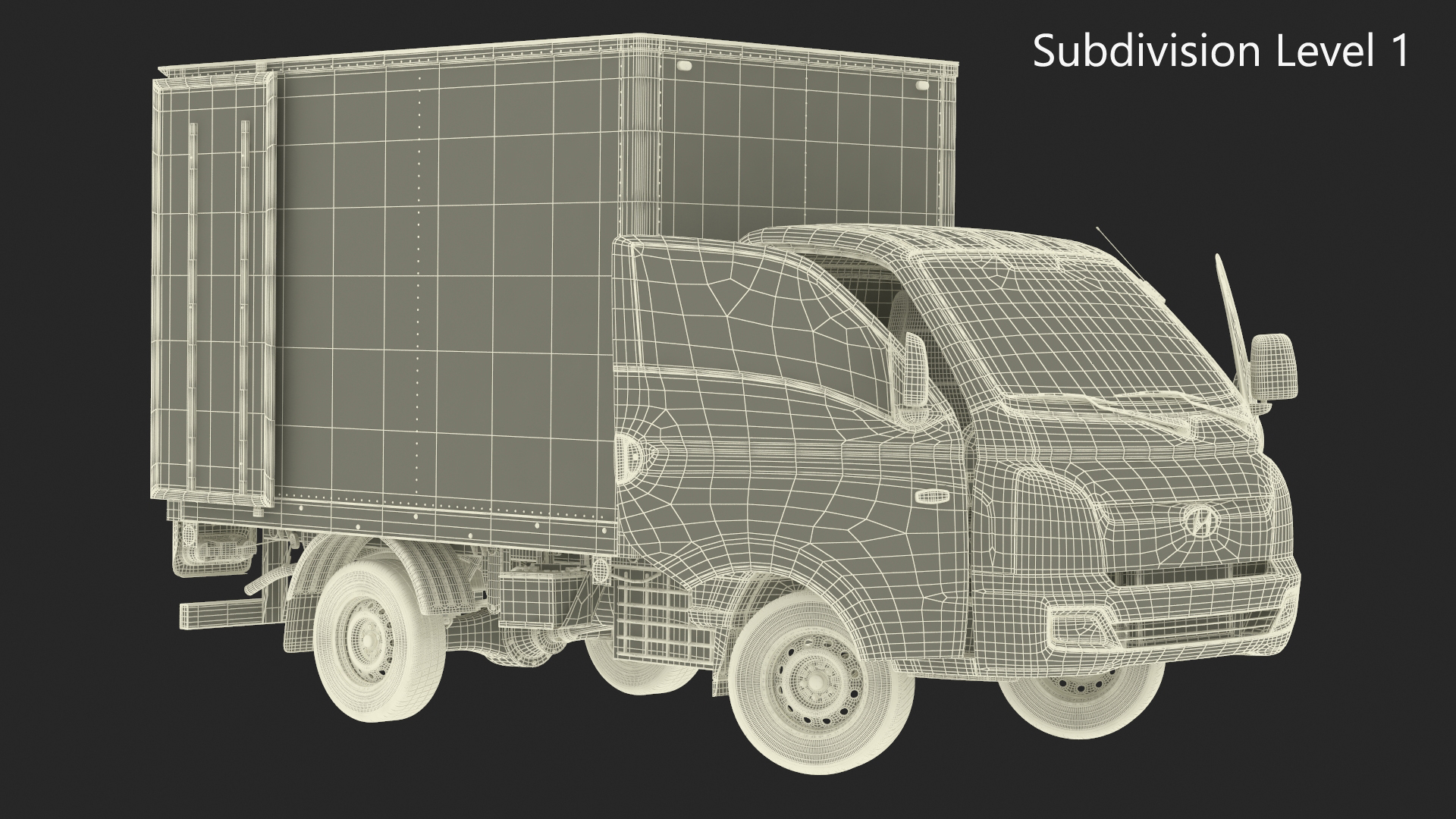 3D model Mini Truck Hyundai HR 2023 Refrigerator Rigged for Maya