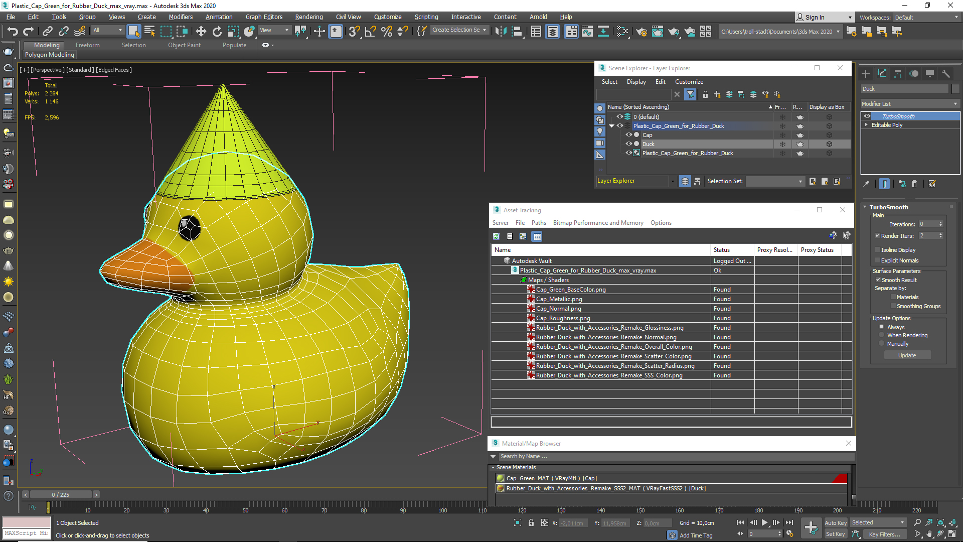 3D Plastic Cap Green for Rubber Duck model