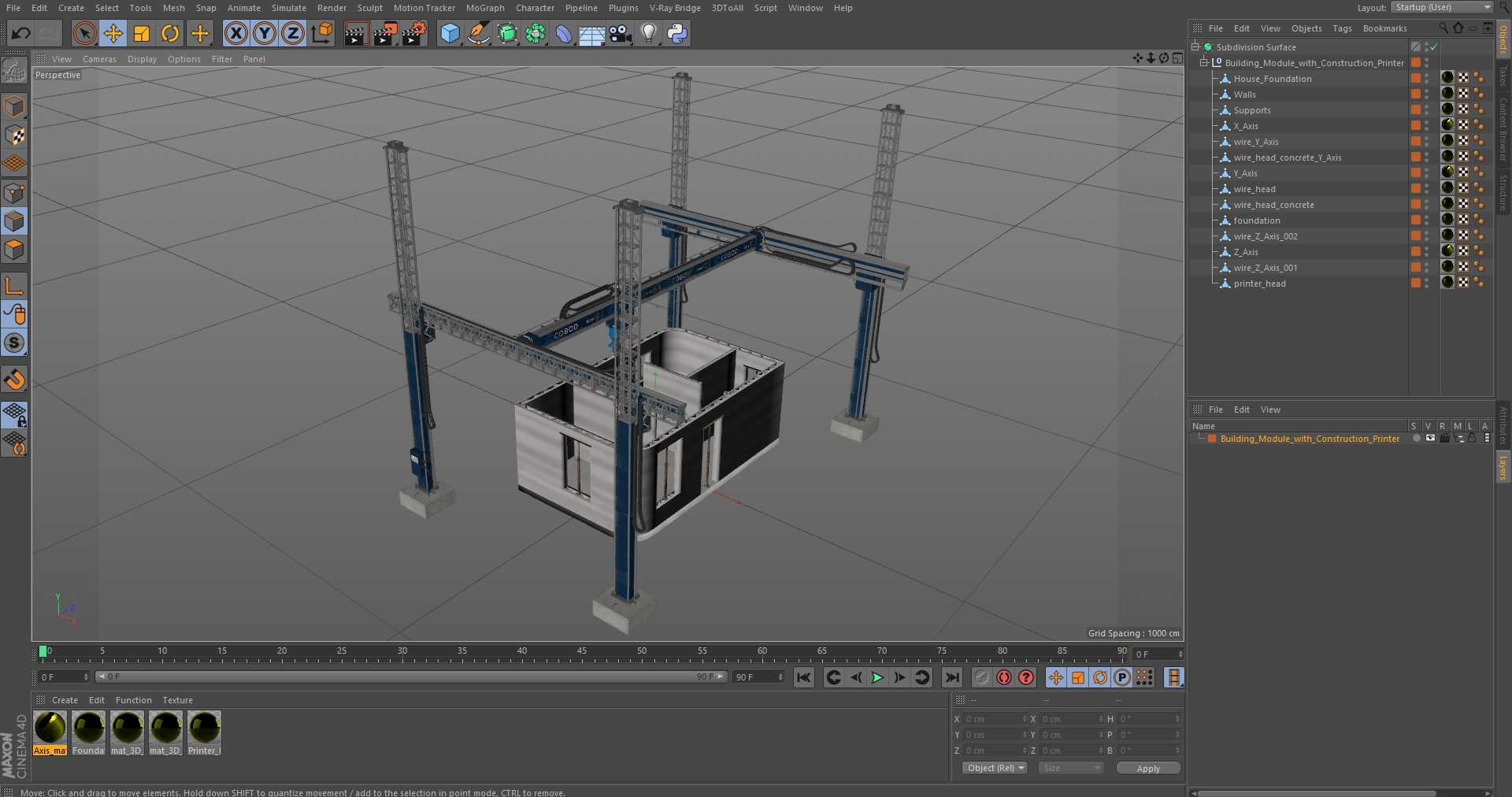3D Building Module with Construction Printer