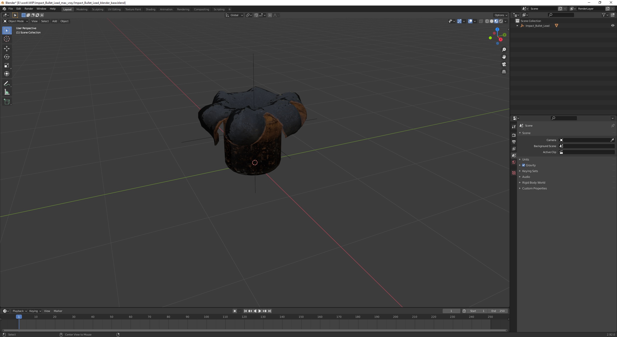 3D Impact Bullet Lead model