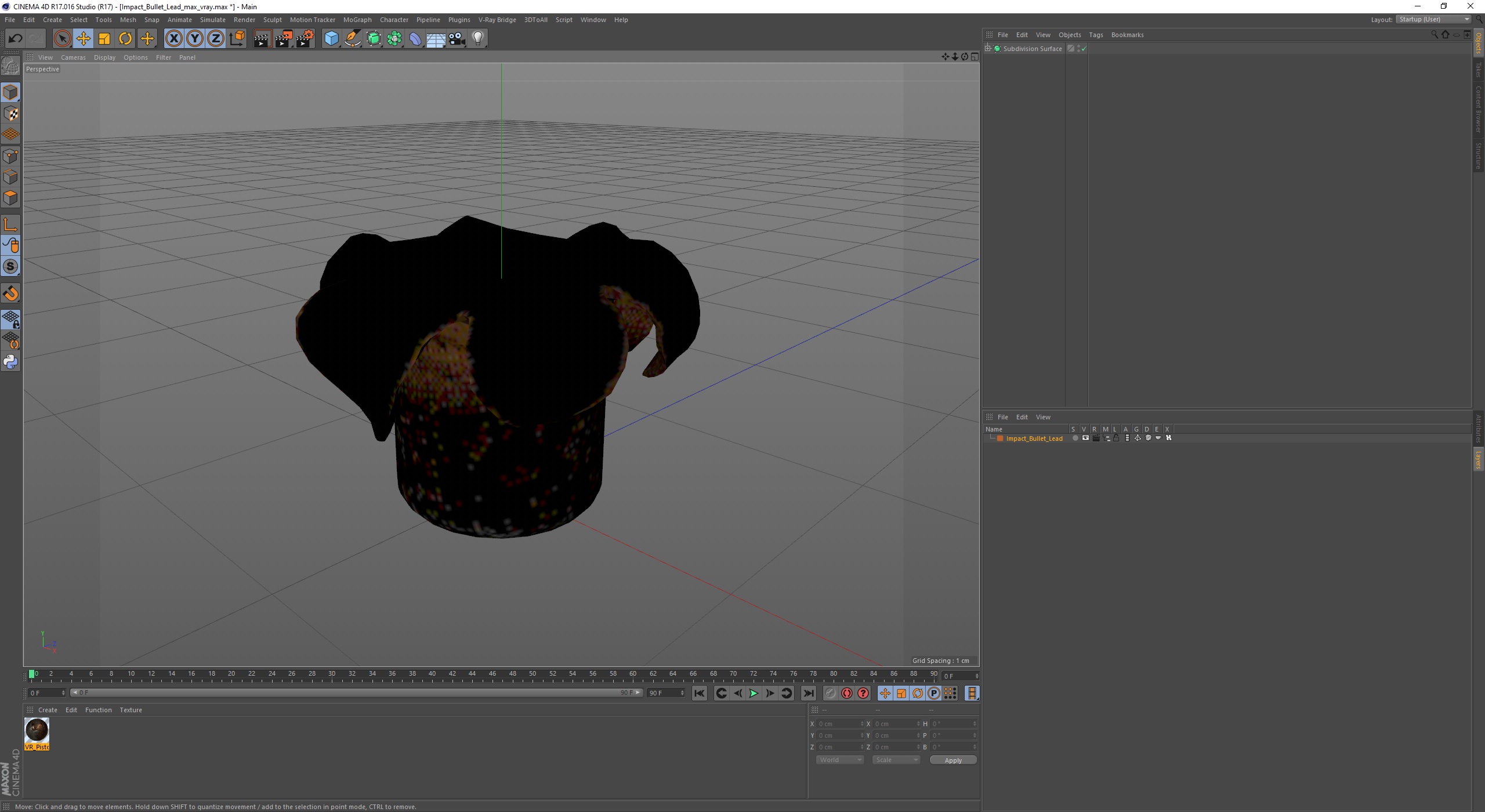 3D Impact Bullet Lead model