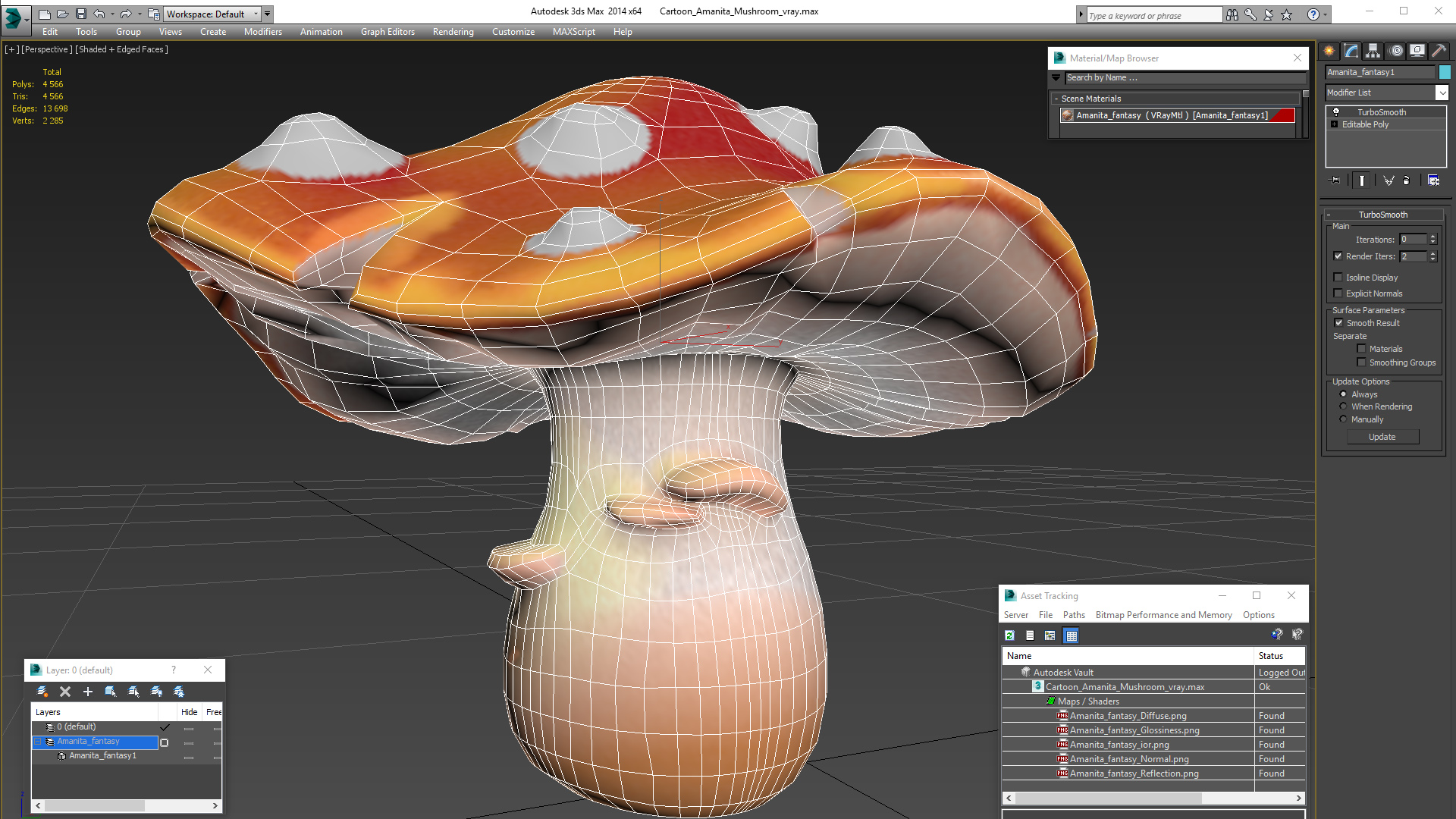 Cartoon Amanita Mushroom 3D model