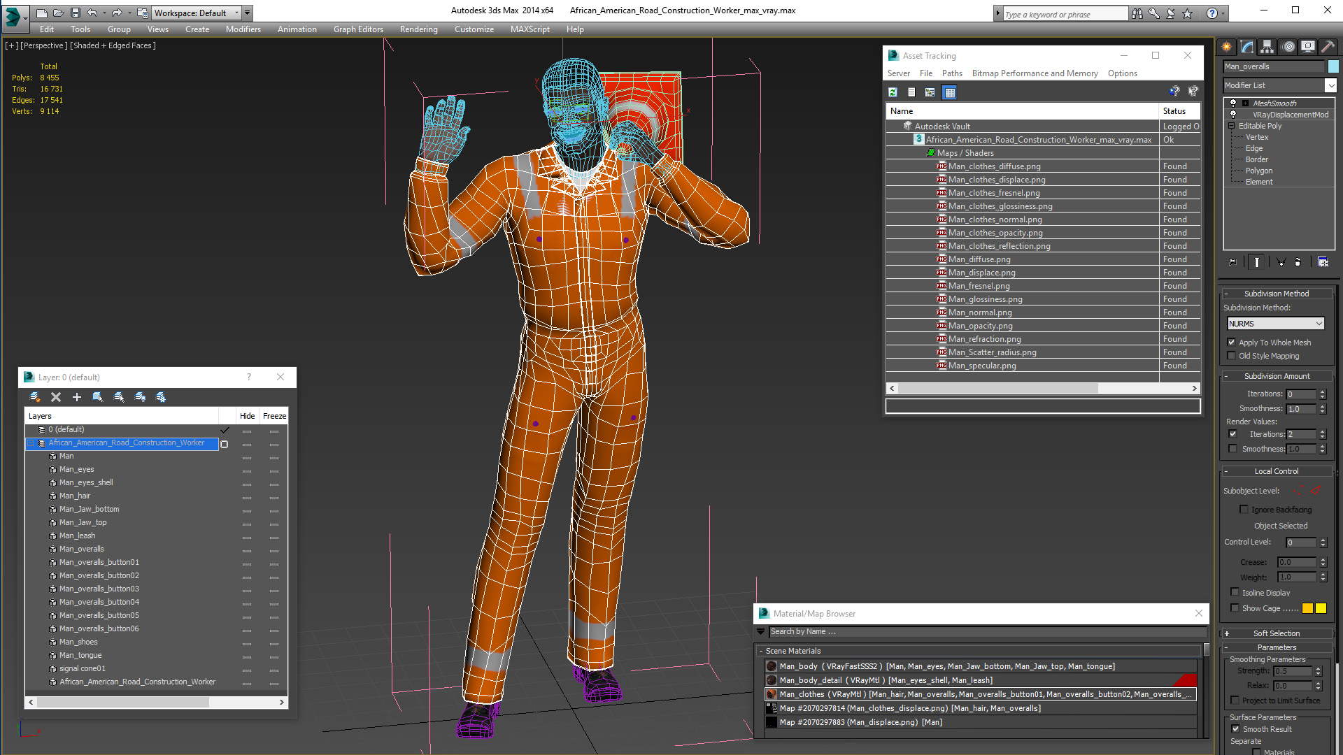 3D African American Road Construction Worker