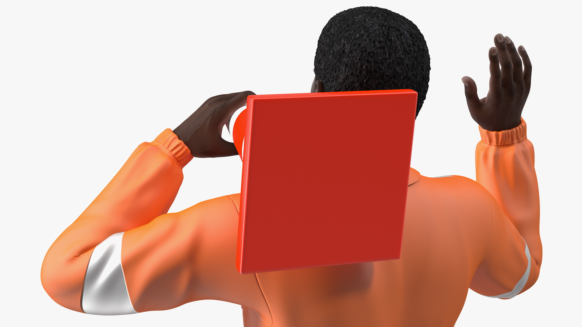 3D African American Road Construction Worker