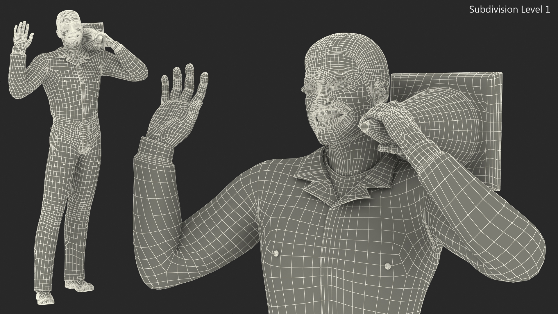 3D African American Road Construction Worker