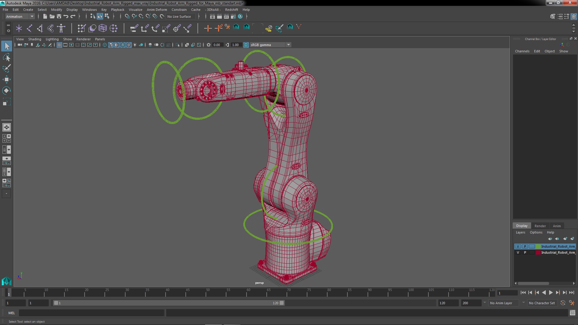 3D Industrial Robot Arm Rigged for Maya
