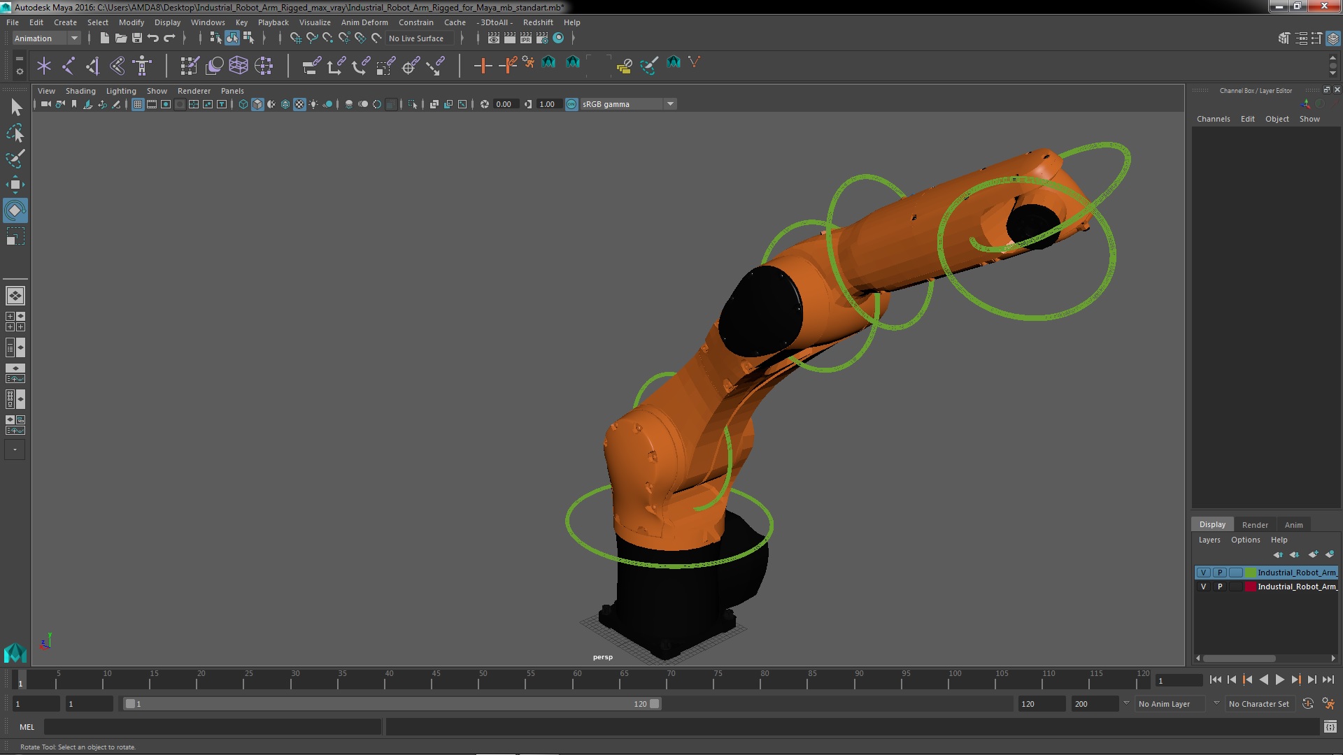 3D Industrial Robot Arm Rigged for Maya