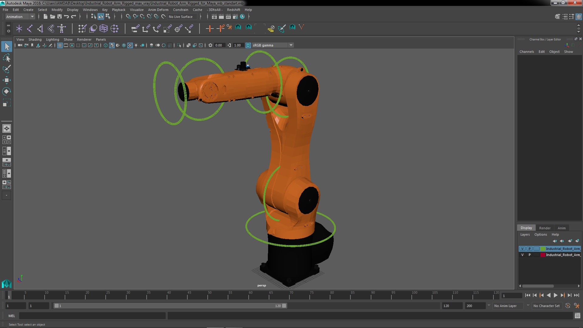 3D Industrial Robot Arm Rigged for Maya