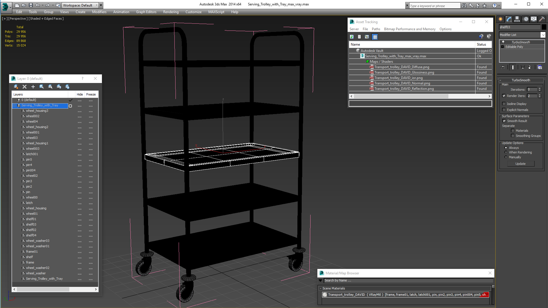 3D model Serving Trolley with Tray
