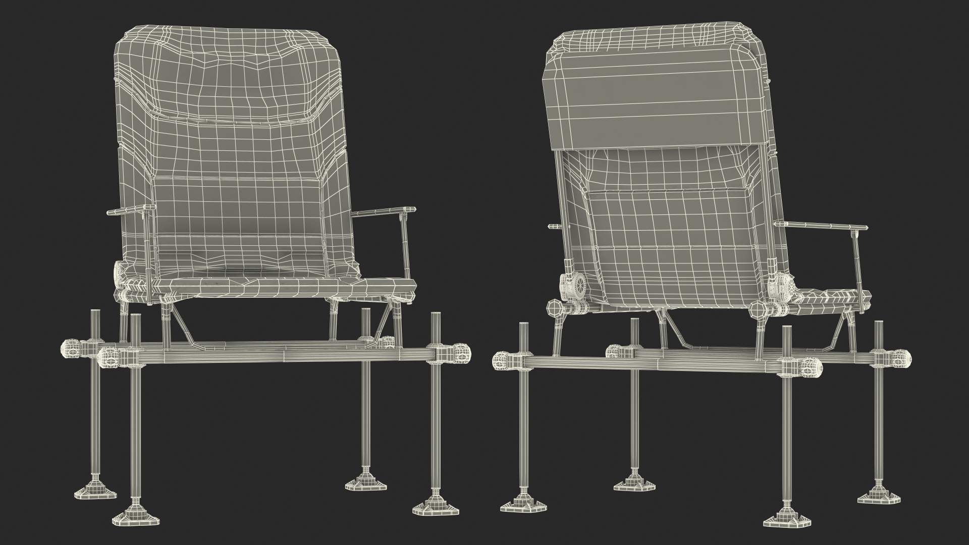 Portable Folding Angler Chair Blue 3D model
