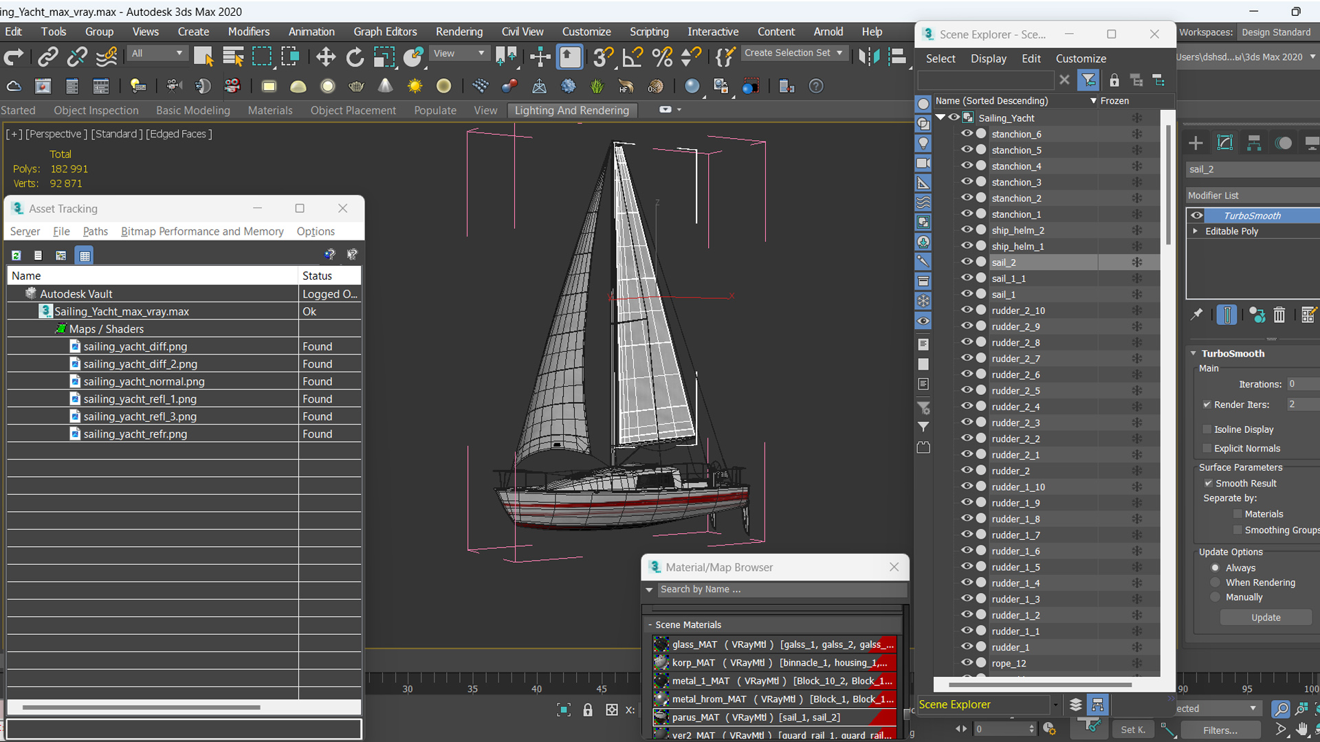 3D Sailing Yacht model