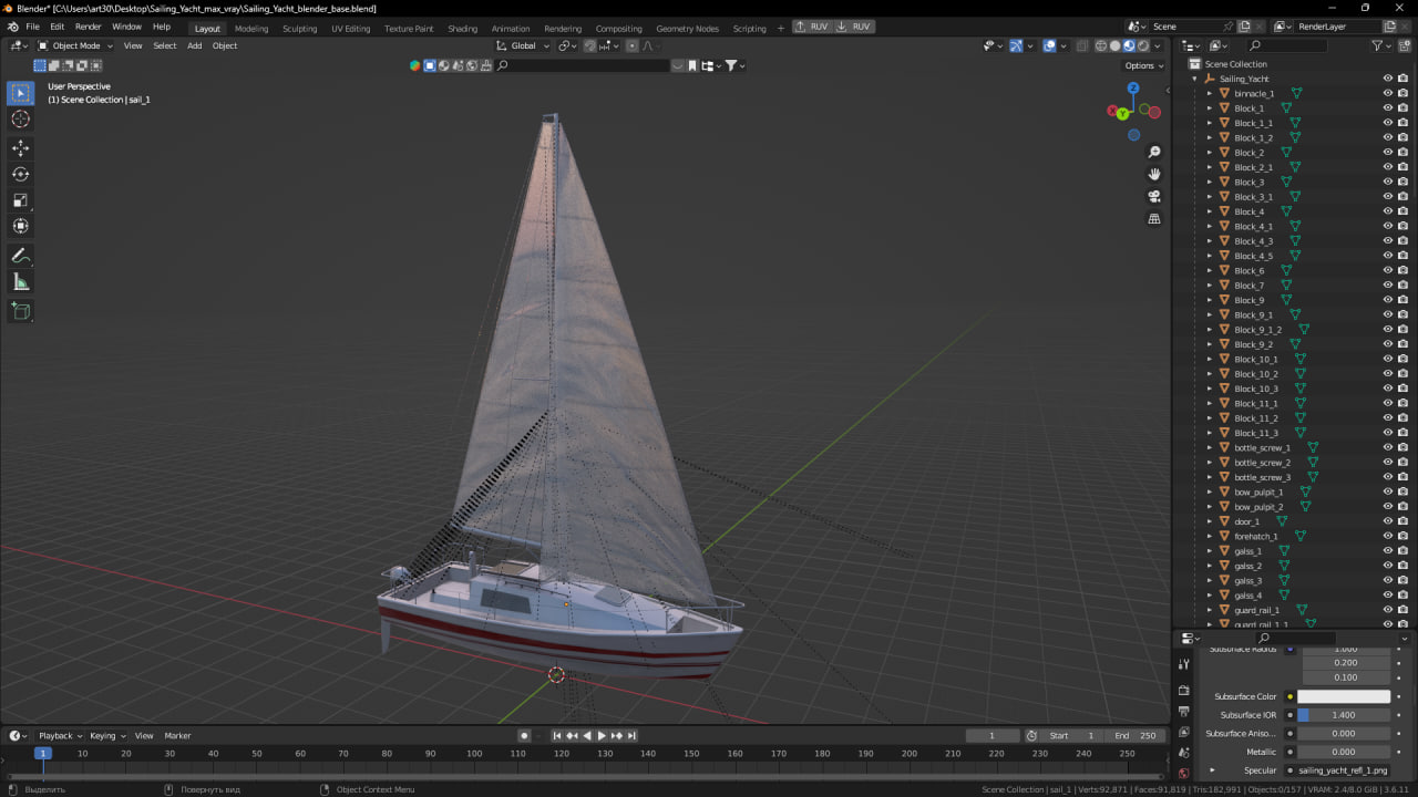 3D Sailing Yacht model