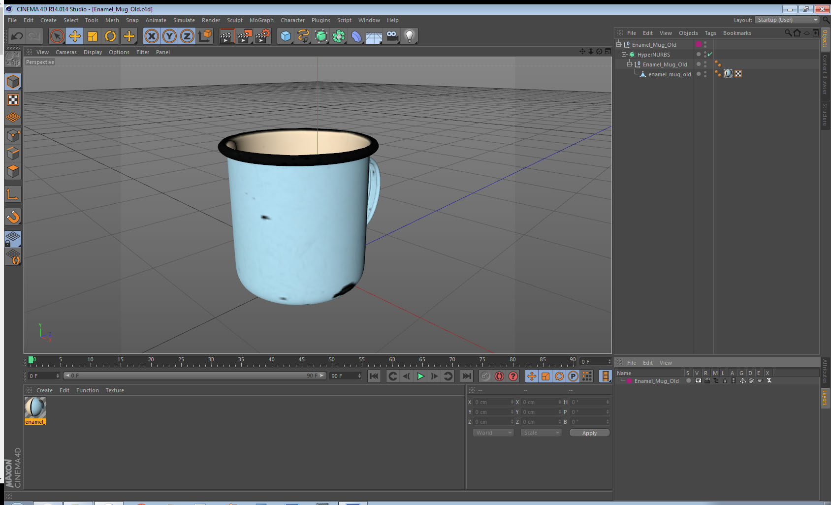 Enamel Mug Old 3D model