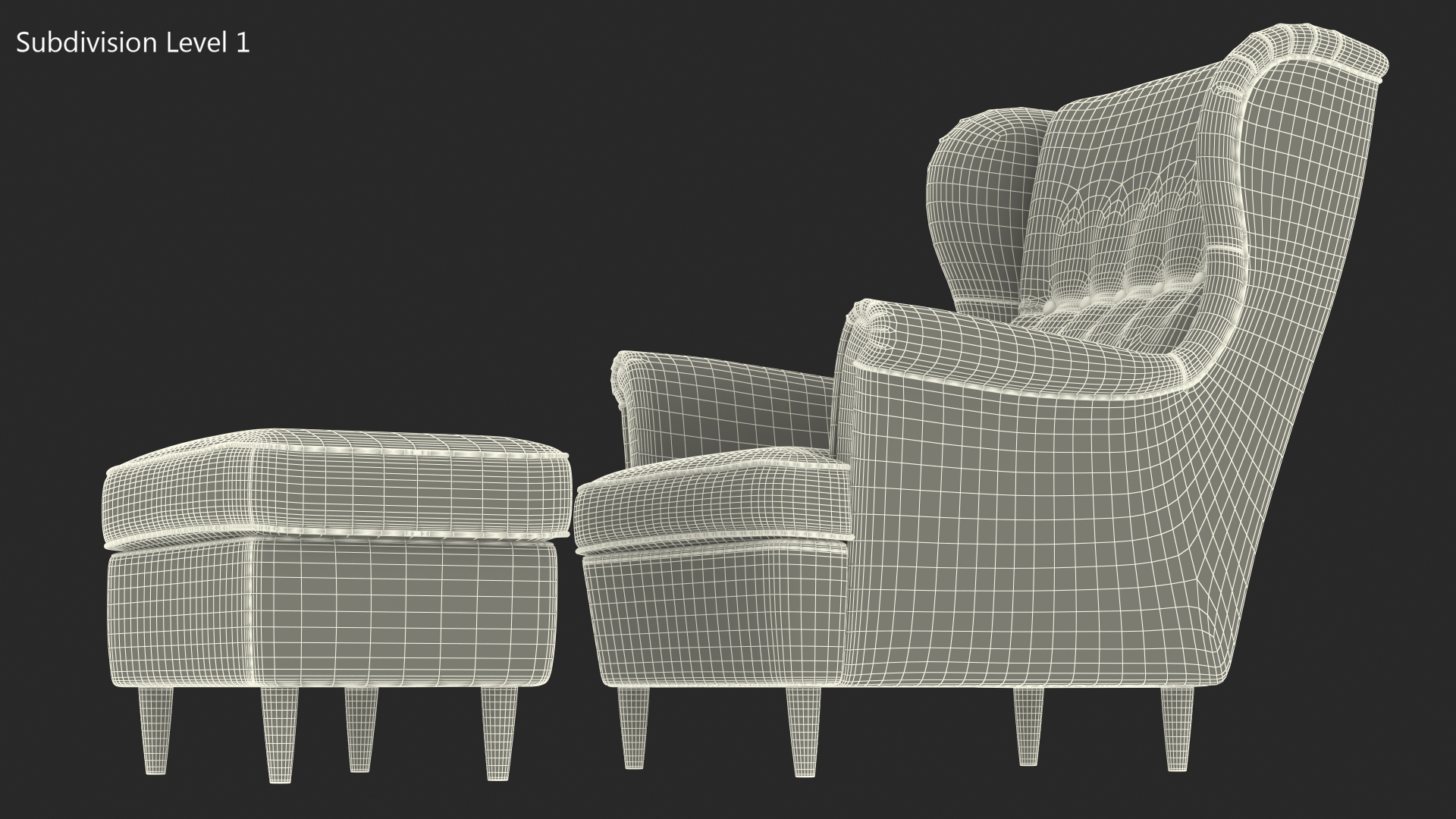 3D Leather Strandmon Wing Chair with Puff model