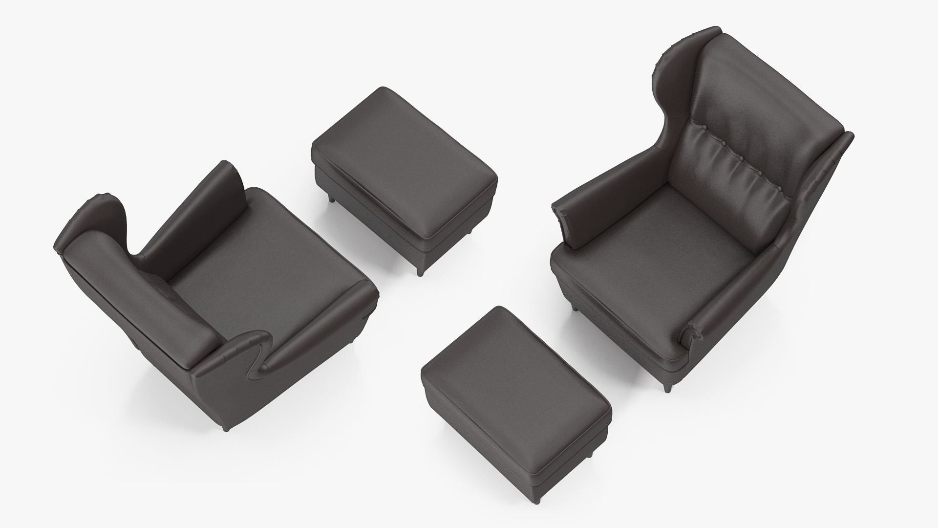 3D Leather Strandmon Wing Chair with Puff model