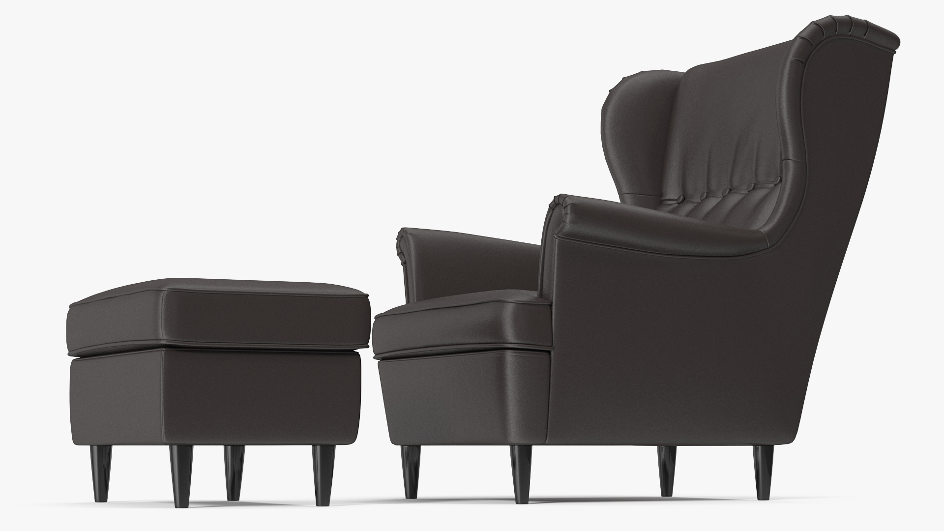 3D Leather Strandmon Wing Chair with Puff model