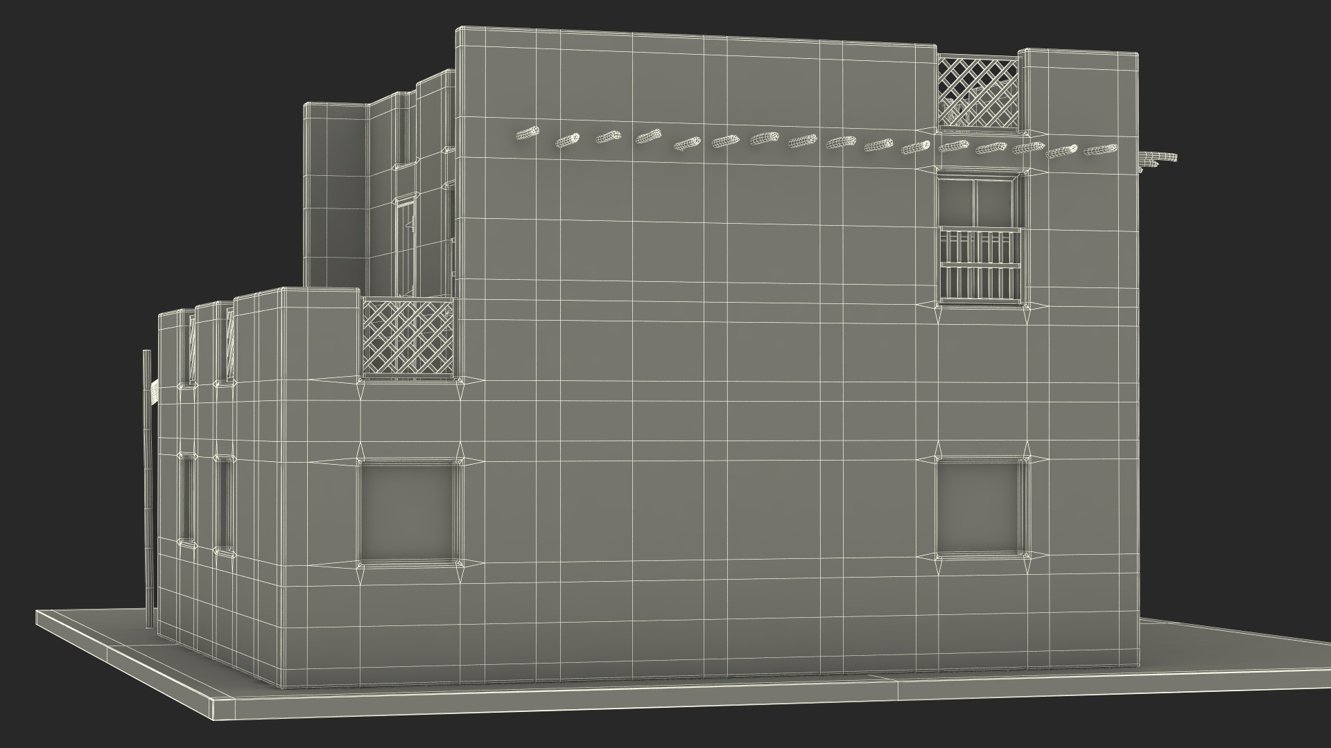Arab House with Cylindrical Extension 3D