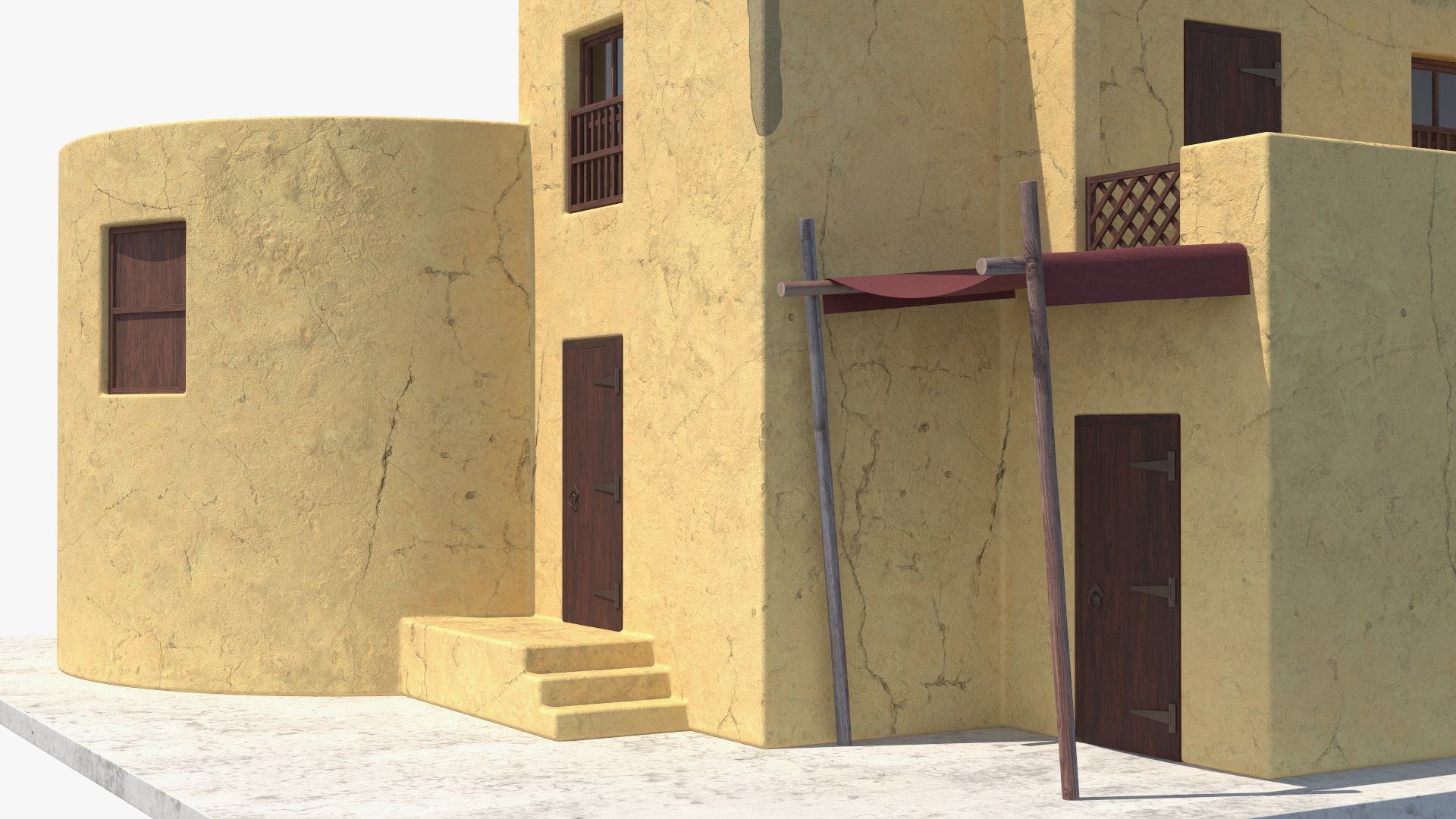 Arab House with Cylindrical Extension 3D