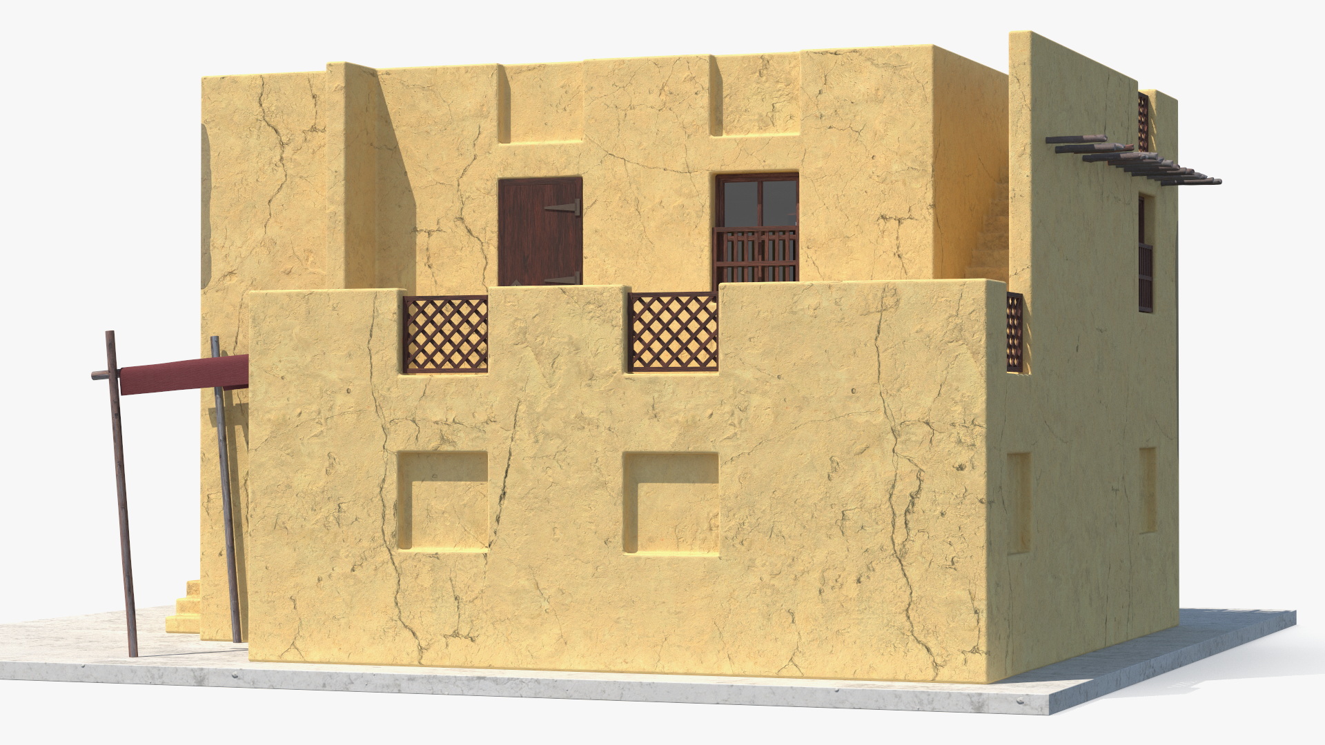 Arab House with Cylindrical Extension 3D