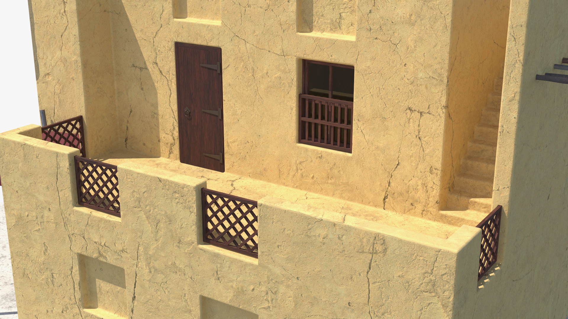 Arab House with Cylindrical Extension 3D