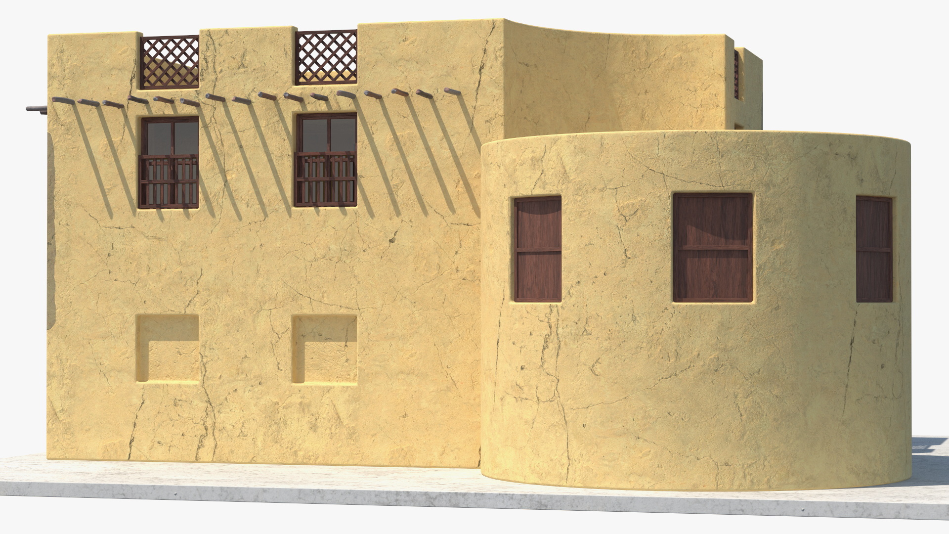 Arab House with Cylindrical Extension 3D