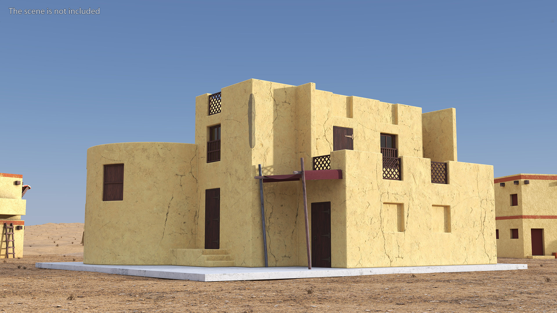 Arab House with Cylindrical Extension 3D
