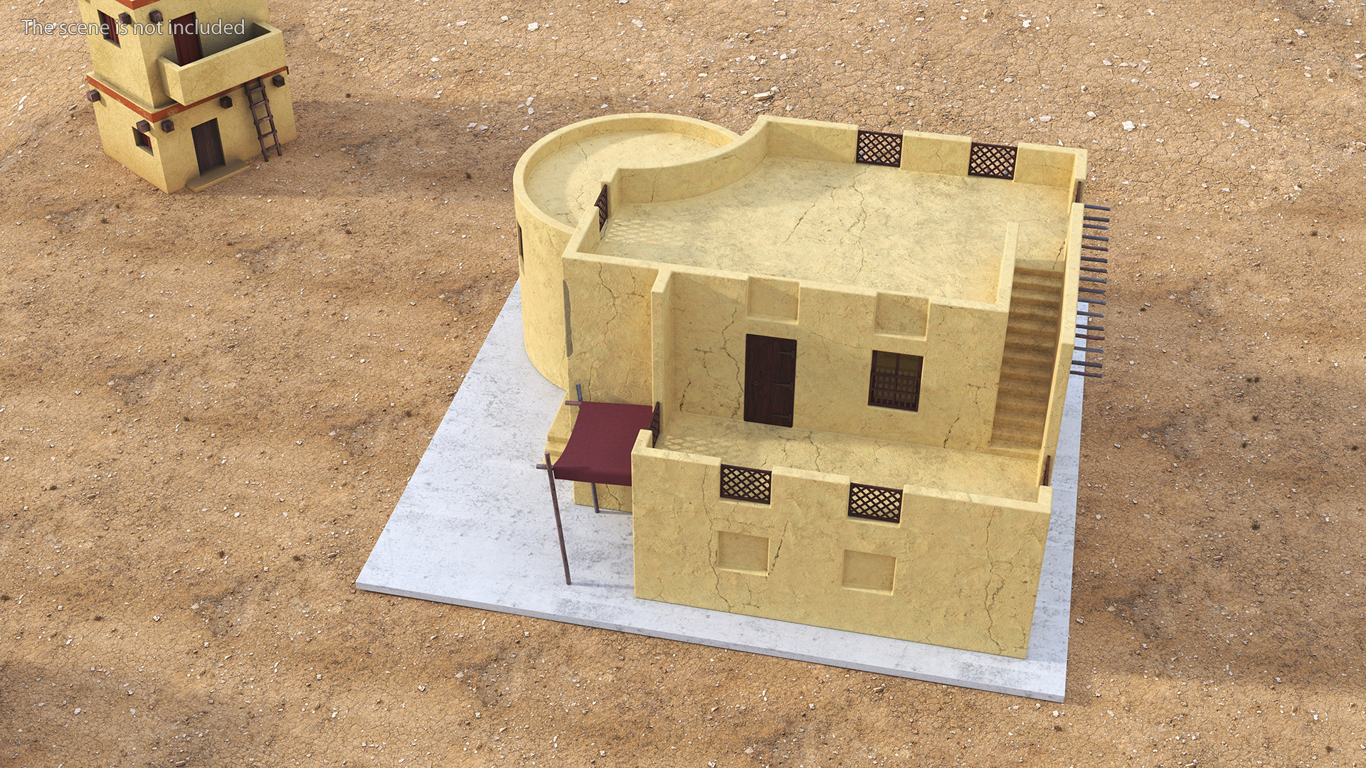 Arab House with Cylindrical Extension 3D