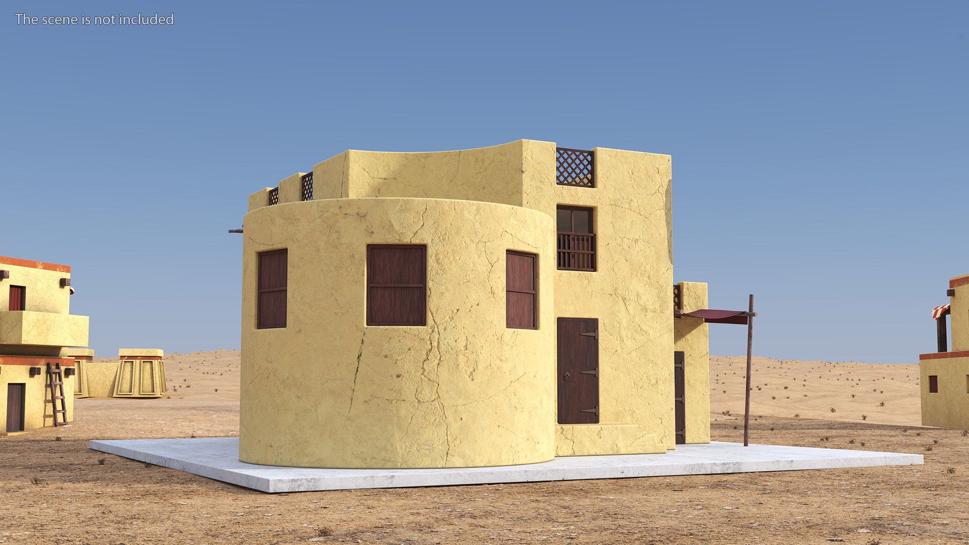 Arab House with Cylindrical Extension 3D