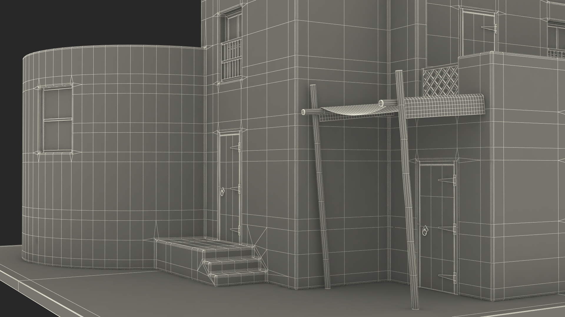 Arab House with Cylindrical Extension 3D