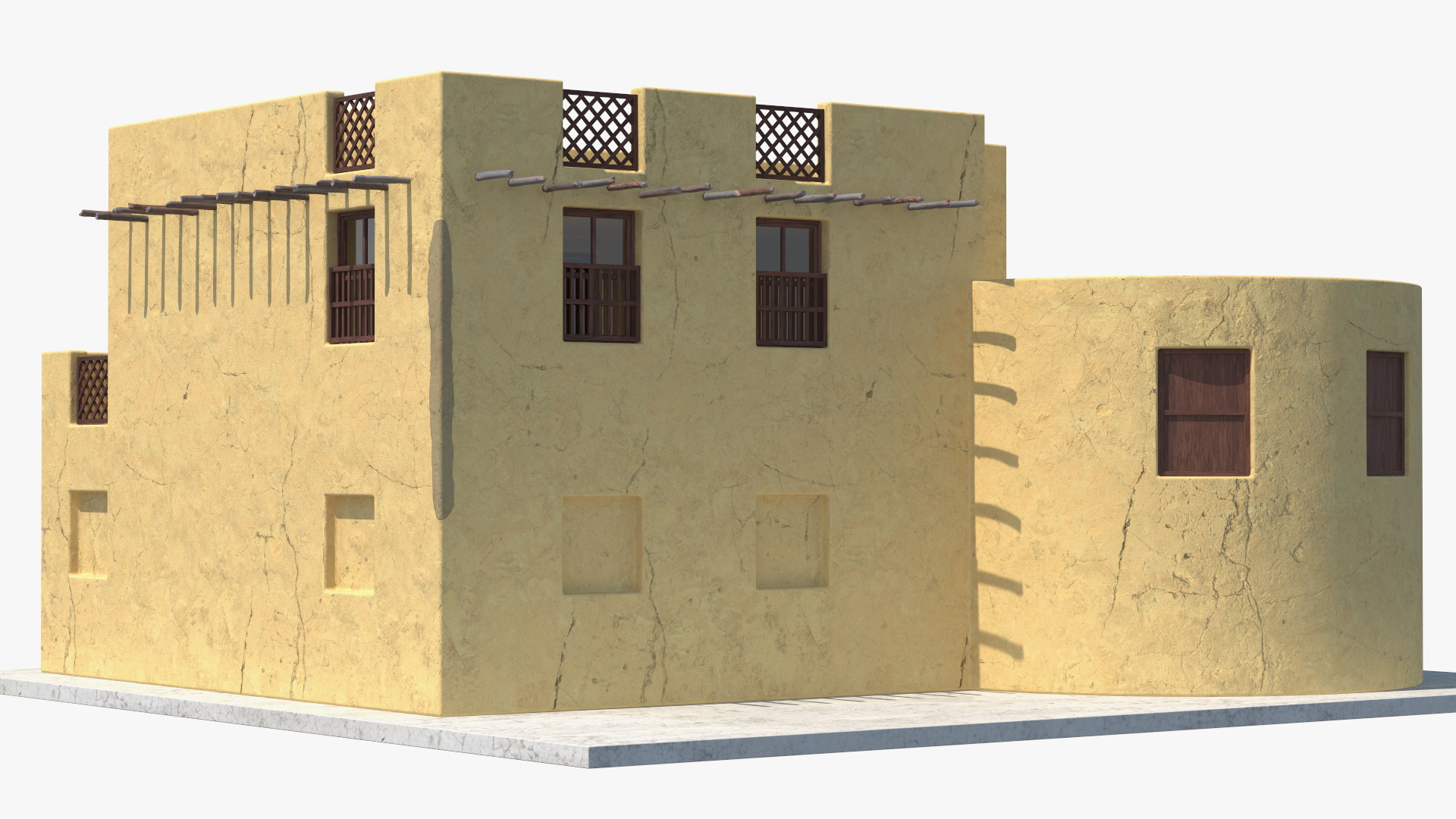 Arab House with Cylindrical Extension 3D